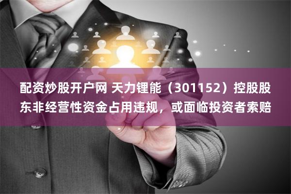 配资炒股开户网 天力锂能（301152）控股股东非经营性资金占用违规，或面临投资者索赔