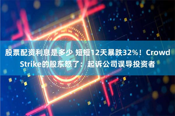 股票配资利息是多少 短短12天暴跌32%！CrowdStrike的股东怒了：起诉公司误导投资者
